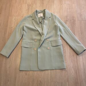 Wilfred Aritzia Mint Green Double-Breasted Blazer EUC Never Worn